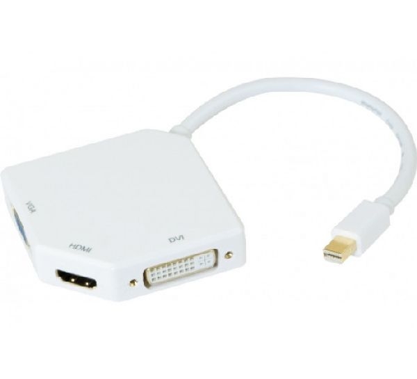 Exertis Connect 127374 Mini DisplayPort 1.2 zu DVI-I/HDMI/VGA Adapter, DP St. / DVI/VGA/HDMI Bu.