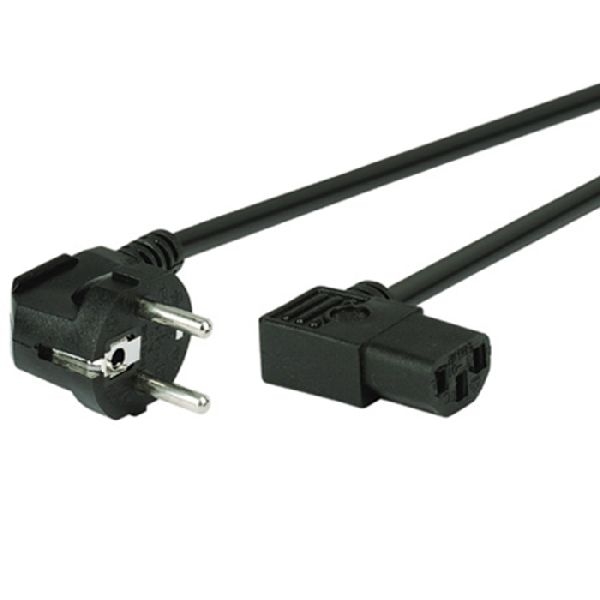 Exertis Connect 808211 Netzanschlusskabel, Schutzkontaktstecker / Kaltgerätebuchse abgewinkelt, schwarz, 3,0 m