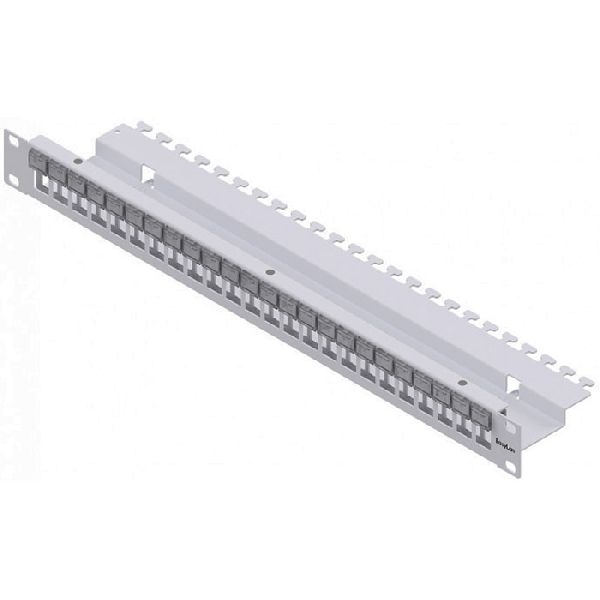 EasyLan CKVPL0B01E EasyLan Modulträger für 24 Keystone-Anschlussbuchsen, Beschriftungsfenster, 19 Zoll, 1 HE, lichtgrau RAL 7035