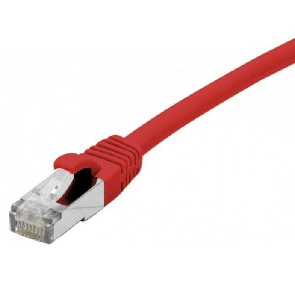Dexlan 858638 Dexlan Patchkabel Cat. 6A Class EA, S/FTP (PiMF), halogenfrei, mit Rastnasenschutz, rot, 10,0 m
