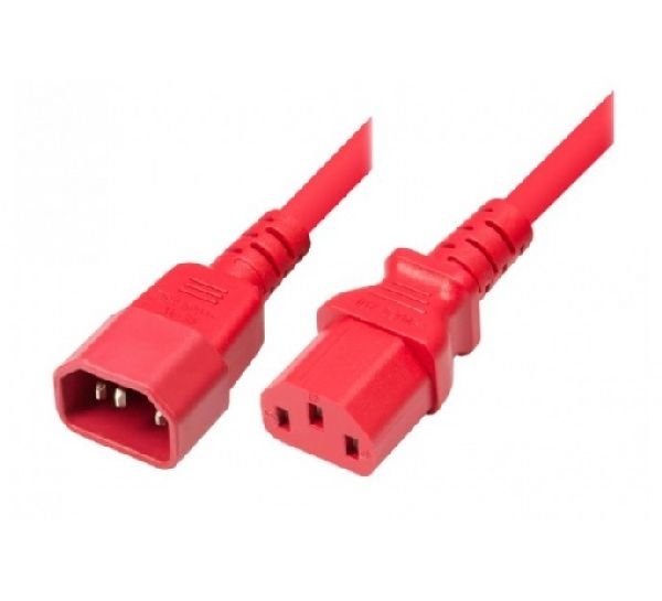 Exertis Connect 808042 Kaltgerätekabel, Kaltgerätestecker C14 auf Kaltgerätekupplung C13, rot, 1,8 m