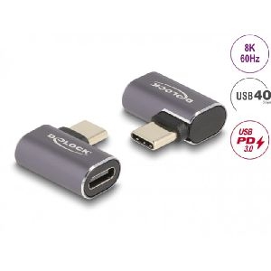 Delock 60047 DeLOCK USB-C Winkeladapter, links/rechts, 40 Gbps, PD 3.0 100 W, Metallgehäuse