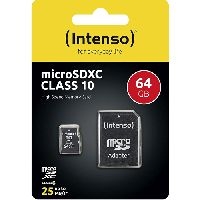 Intenso 3413490 Intenso microSDHC-Karte, Klasse 10, 64 GB, mit Adapter