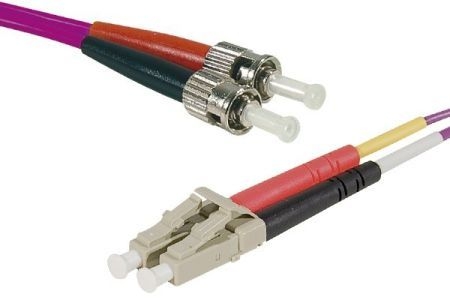 Exertis Connect 392792 LWL Patchkabel HD, 50/125 µm, OM4-Faser, LC Duplex Stecker/2 x ST Stecker, erika-violet, 2,0 m UPC