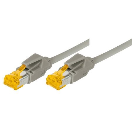 Tecline 70603 Tecline Patchkabel Cat. 6A (ISO/IEC), S/FTP, hochflexibel, Kupfer, PoE, Rastnasenschutz, grau, 3,0 m