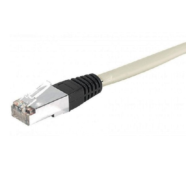 Exertis Connect 851316 Patchkabel Cat. 6, S/FTP (PiMF), PoE++ / 4PPoE, halogenfrei, mit Rastnasenschutz, grau mit schwarzem Stecker, 3,0 m