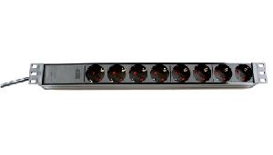 Dexlan 994951 Dexlan 19" Steckdosenleiste 8-fach, Anschlussleitung 2,5 m, schwarz