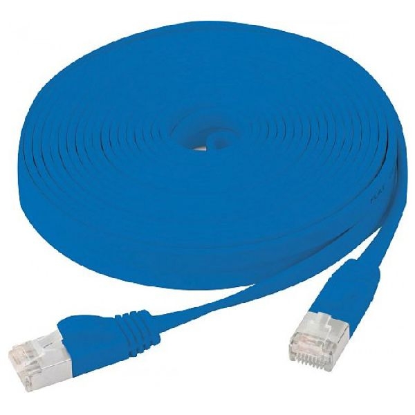 Exertis Connect 845199 Flachband Patchkabel Cat. 6, U/FTP, mit Rastnasenschutz, blau, 7,5 m