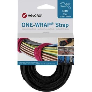 Velcro VEL-OW64301 ONE-WRAP(r) Klett-Kabelbinder der Marke VELCRO(r), 13 mm x 200 mm, 25 Stück, schwarz