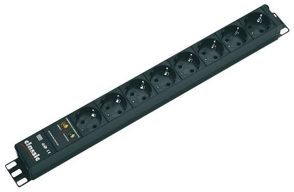 Bachmann 333534 Bachmann 19" PDU Basic, Steckdosenleiste mit Überspannungsschutz, 8-fach Schutzkontaktsteckdose schwarz