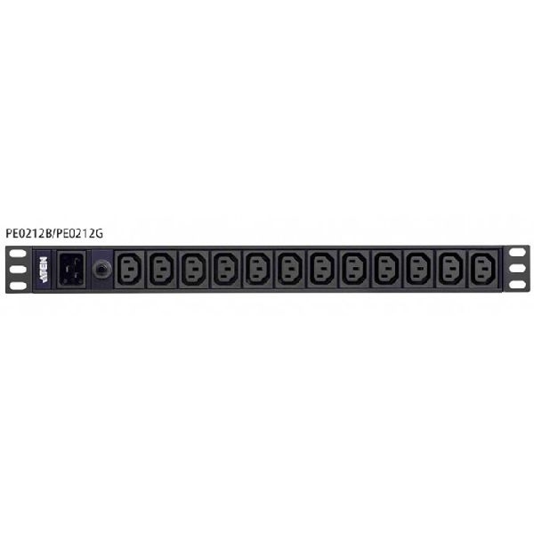 Aten PE0212G-AT-G ATEN 19" Basis PDU PE0212G-AT-G, Steckdosenleiste, 1-phasig, 16 A, 12x C13, schwarz