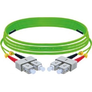 Exertis Connect 392902 LWL Patchkabel HD, 50/125 µm, OM5-Faser, SC Duplex Stecker/Stecker, UPC, limettengrün, 2,0 m