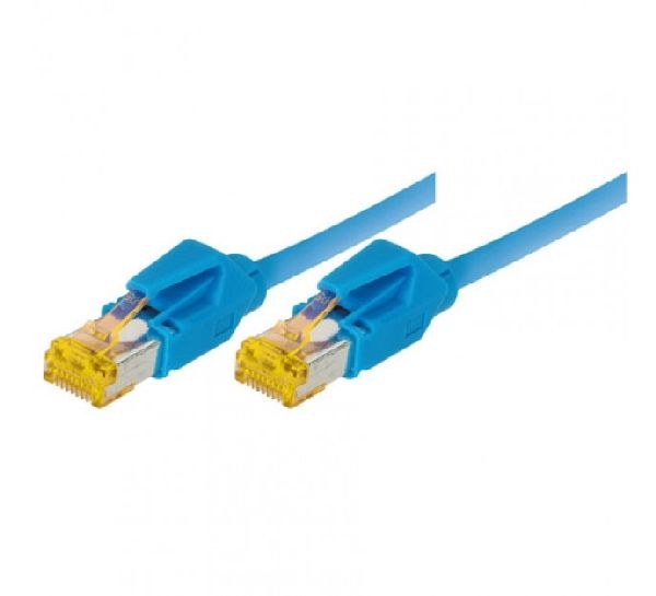 Tecline 70707B Tecline Patchkabel Cat. 6A (ISO/IEC), S/FTP (PiMF), halogenfrei, mit Rastnasenschutz, blau, 7,5 m