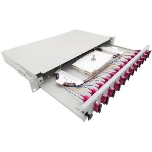 Tecline 205OM4SC12 Tecline LWL Spleißbox, 12-fach SC-Duplex, OM4, mit SC Duplex-Kupplungen und Pigtails, 19", ausziehbar, lichtgrau RAL 7035