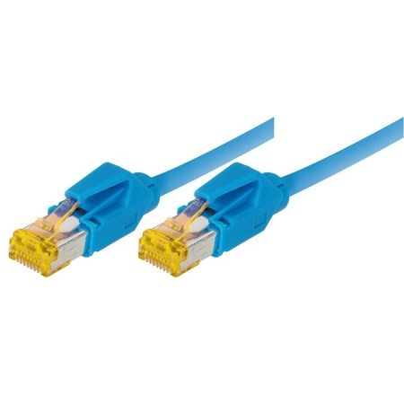 Tecline 72215B Tecline Patchkabel Cat. 6A (ISO/IEC), S/FTP, halogenfrei, mit Rastnasenschutz, blau, 15,0 m