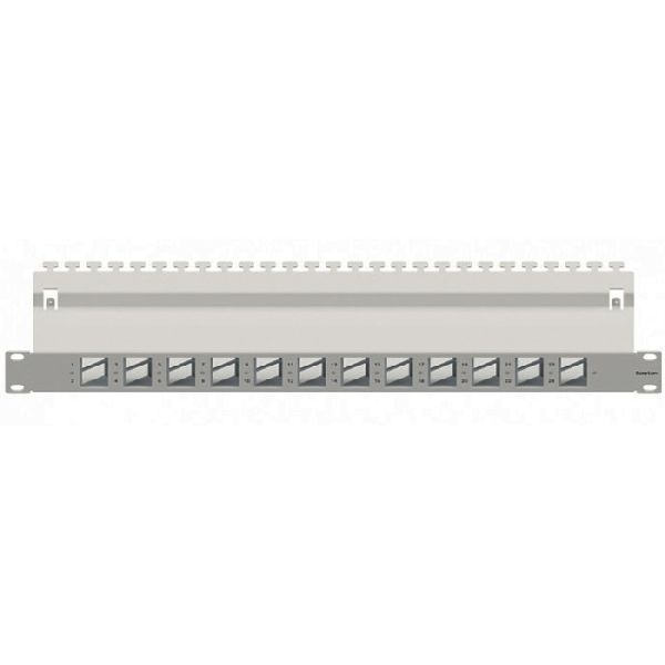 EasyLan CKVPL0R01E EasyLan Winkel-Modulträger für 24 Keystone-Anschlussbuchsen, 24x rechts, 19 Zoll, 1 HE, lichtgrau RAL 7035
