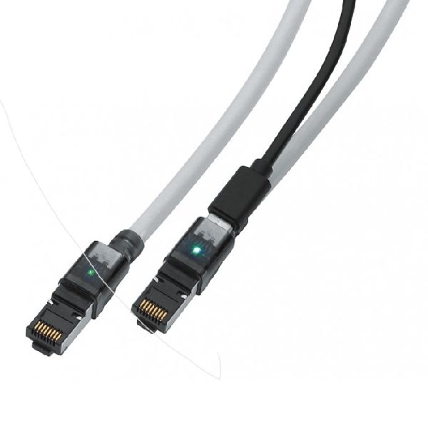 Nambo LEDGR6A-0.5 Nambo LED Patchkabel Cat 6a, S/FTP, LSZH, mit USB-C Schnittstelle, grau, 0,5 m