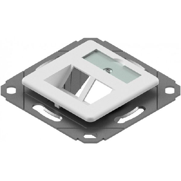 EasyLan CKVD1D1 EasyLan Modulaufnahme SL, 45°-Abgang, Zentralplatte, 2-fach, weiß ähnlich RAL 9010, VE: 1 Stück