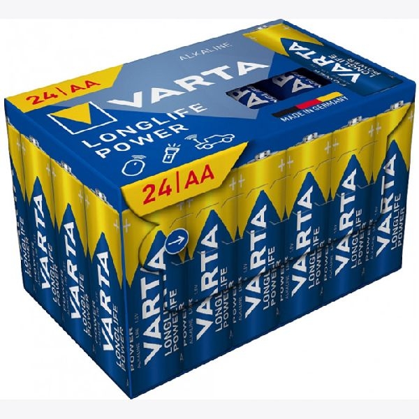 Varta 4906121134 VARTA Batterie Alkaline, Longlife Power, Mignon, AA, LR06, 1.5V, Retail Box (24-Pack)