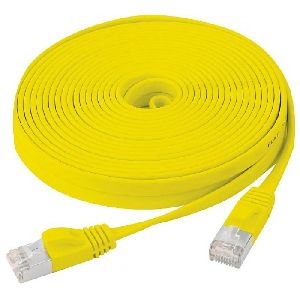 Exertis Connect 845184 Flachband Patchkabel Cat. 6, U/FTP, mit Rastnasenschutz, gelb, 10,0 m