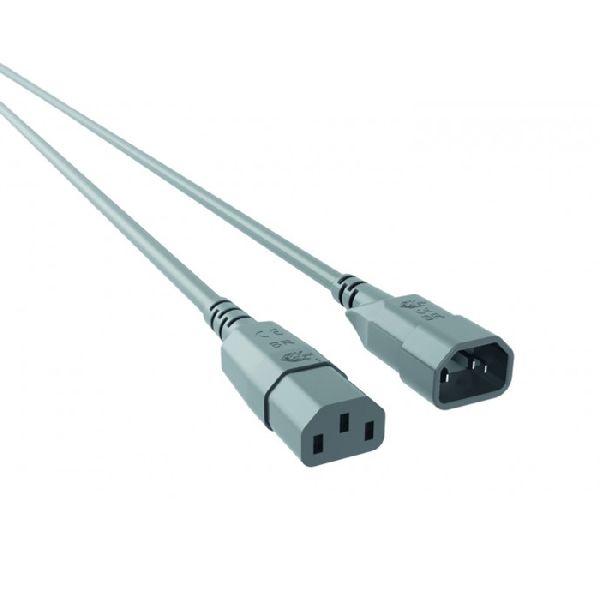 Bachmann 356902 Bachmann Kaltgeräteverlängerungskabel, C14 Stecker C13 Buchse, 1,0 m, grau