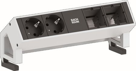 Bachmann 902411 Bachmann DESK 2 Facility System, 2 x Custom Modul + 2 x Schutzkontaktsteckdose, INOX
