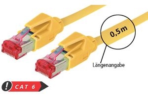 Tecline 718015Y Patchkabel S/FTP, PiMF, CAT.6A EIA/TIA, Class EA, gelb