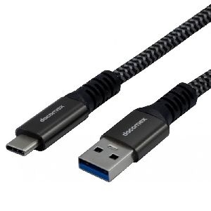 Dacomex 641813 Dacomex USB 3.2 Gen. 1 Kabel, bis 100 Watt, USB St. C / USB St. A, 5,0 m, schwarz/grau