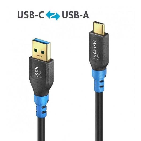 PureLink FI-U320-020 PureLink FlexInstall USB 3.2 Gen 1 Kabel, USB St.A/St.C, schwarz, 2,0 m