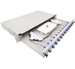 Tecline 205OS2LC12 Tecline LWL Spleißbox, 12-fach LC-Duplex, OS2, mit LC Duplex-Kupplungen und Pigtails, 19", ausziehbar, lichtgrau RAL 7035