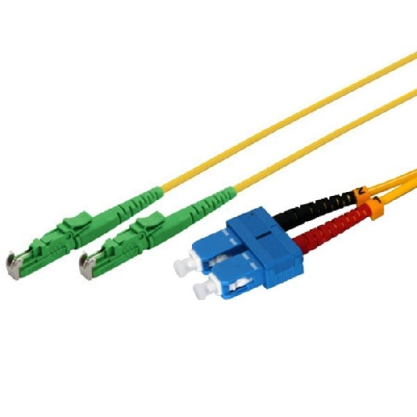 Exertis Connect 39979301 LWL Patchkabel, 9/125 µm, OS2-Faser, 2x E2000/APC 8° Stecker / SC Duplex Stecker, 1,0 m, gelb