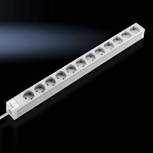 Rittal 7240310 Rittal DK 7240.310 Steckdosenleiste 12 Dosen, Anschlußleitung: 2 m, grau, ohne Anschlußstecker, H05VV-F3G1,5