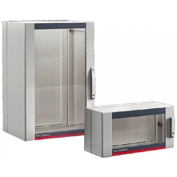 Rittal 2261560 Rittal 19" Wandgehäuse AX, 3-teilig, 15 HE, 600 x 673 mm, lichtgrau RAL 7035, optimale Zugänglichkeit durch Schwenkteil