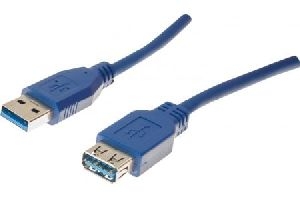 Exertis Connect 532478 USB 3.0 Verlängerungskabel, USB St. A/ USB Bu. A, blau, 1,0 m
