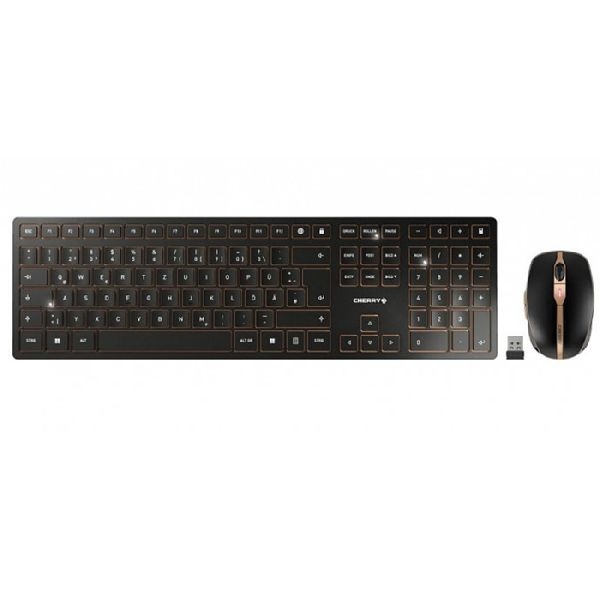 Cherry JD-9100DE-2 Cherry Tastatur-Maus Set DW 9100 Slim, Wireless, Bluetooth, schwarz / bronze
