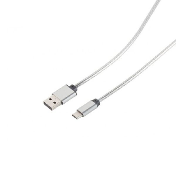 S-Conn 39910214 USB Lade-/Sync-Kabel USB 2,0 St. A/ USB 3.1 St. C, silber 1,0 m