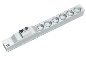 Bachmann 333411 Bachmann 19" PDU Basic, Steckdosenleiste mit FI-Schutzschalter, 6fach Schutzkontaktsteckdose