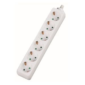 Dexlan 994910 Dexlan Steckdosenleiste 6-fach, Anschlussleitung 4,0 m, weiß