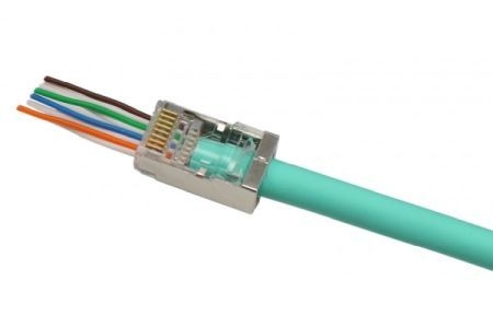 Exertis Connect 920803 Modularstecker RJ45 easy plug, Cat. 5e, STP, für Patchkabel, zum Crimpen, VPE 10 Stück