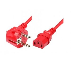 Exertis Connect 808014 Netzanschlusskabel, Schutzkontaktstecker abgewinkelt an Kaltgerätebuchse C13, rot, 1,8 m