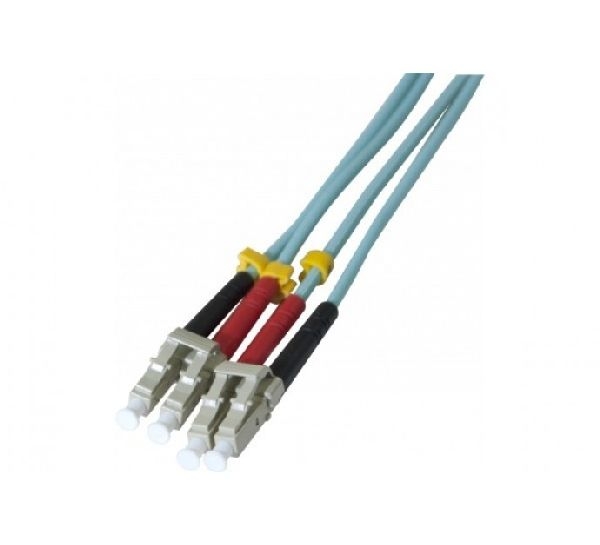 Exertis Connect 392720 LWL Patchkabel HD, 50/125 µm, OM3-Faser, LC Duplex Stecker/Stecker, aqua, 0,5 m UPC