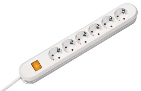 Bachmann 381.250K Bachmann Steckdosenleiste "Smart", 6-fach, mit Schalter, Anschlussleitung 1,5 m, weiß