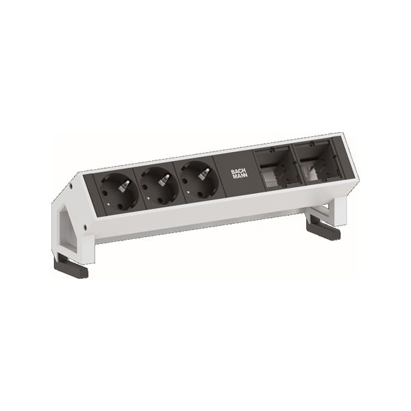 Bachmann 902401 Bachmann DESK 2 Facility System, 2 x Custom Modul + 3 x Schutzkontaktsteckdose, INOX