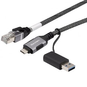 Dexlan 310705 Dexlan USB Gigabit Ethernet Netzwerkkabel, USB C/A an RJ45, 5,0 m