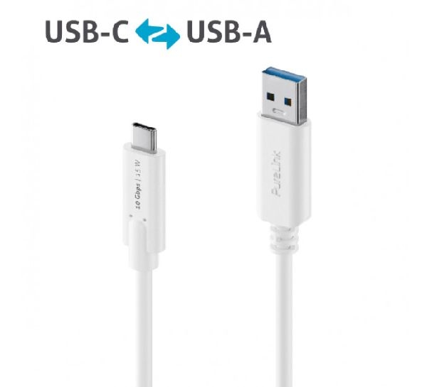 PureLink IS2610-010 PureLink Premium USB 3.1 Gen. 2 Kabel, USB St. A/ USB St. C, weiß, 1,0 m