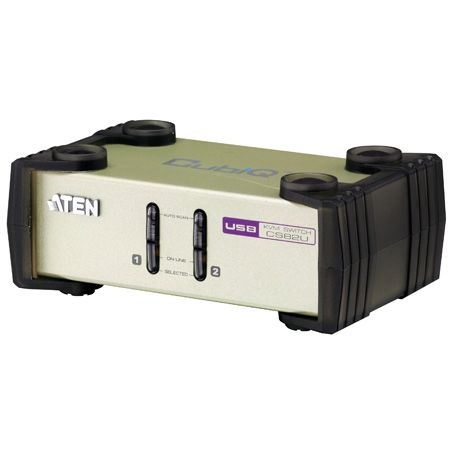 Aten CS82U ATEN KVM Switch CS82U, PS/2 und USB, 2-fach, Desktop, mit Anschlusskabeln