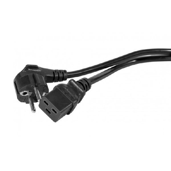 Exertis Connect 808018 Netzanschlusskabel 16 A, Schutzkontaktstecker gewinkelt an 16 A Kaltgerätebuchse C19 gerade, schwarz, 2,0 m