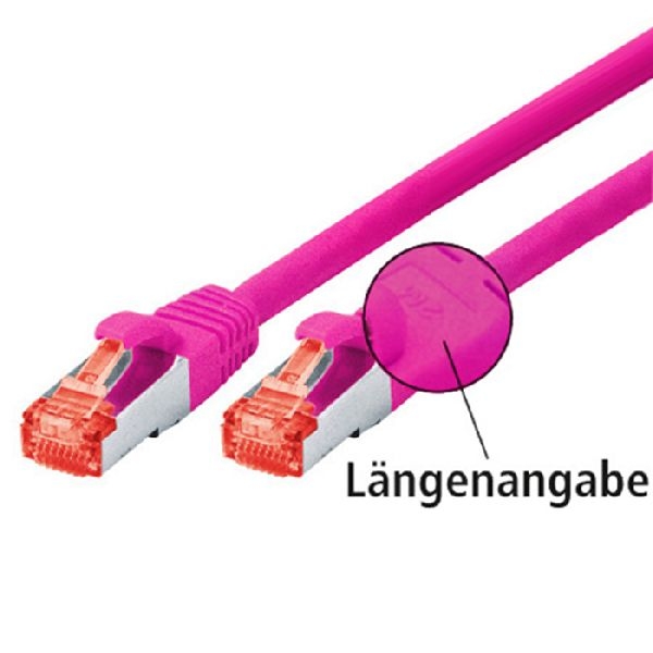 Dexlan 996613 Dexlan Patchkabel Cat. 6, S/FTP (PiMF), halogenfrei, mit Rastnasenschutz, magenta, 1,5 m