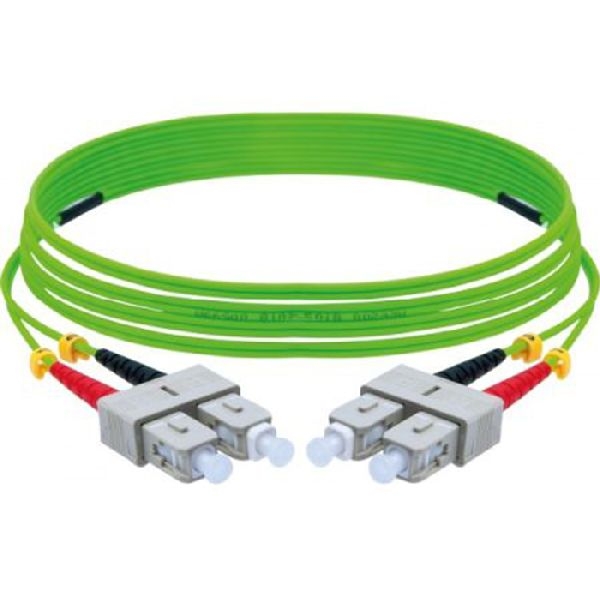 Exertis Connect 392901 LWL Patchkabel HD, 50/125 µm, OM5-Faser, SC Duplex Stecker/Stecker, UPC, limettengrün, 1,0 m