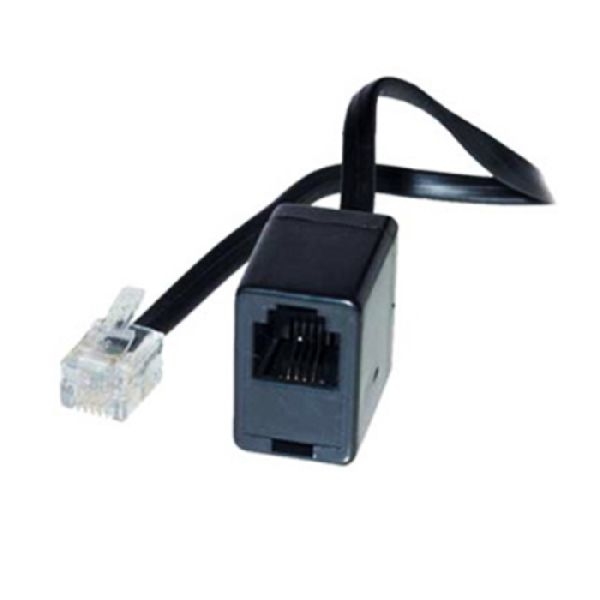 S-Conn 181100 Modular-Verlängerungskabel, RJ11 St. (6P4C) / RJ11 Bu. (6P4C), schwarz, 10,0 m